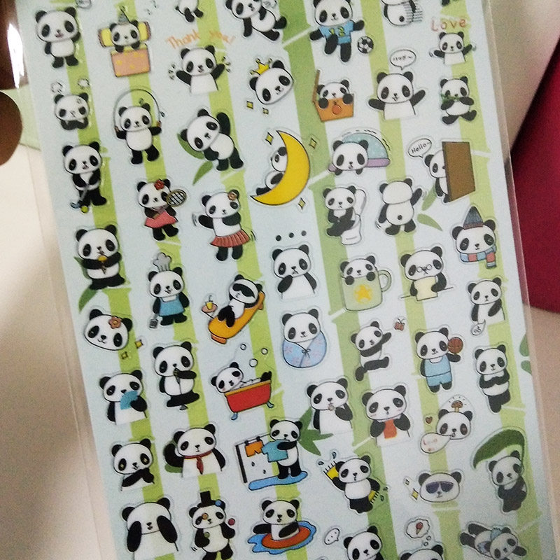 日单 手绘插画风格可爱大熊猫  手帐 日程 记事本贴纸