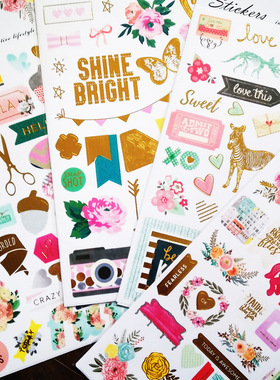 欧单 轻薄无痕烫金欧美happyplanner 手帐 相册 日程剪 贴簿 贴纸