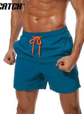 夏季男士短裤休闲沙滩裤男速干四分裤纯色宽松游泳裤跑步运动短裤