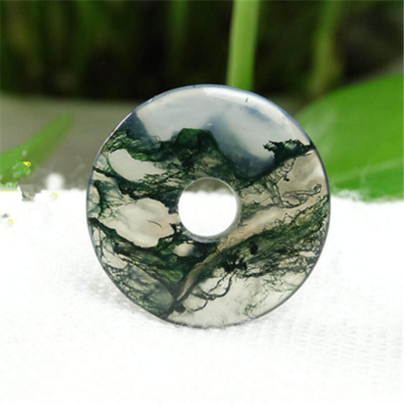 国风馆平安扣水草玛瑙平安扣吊坠 水草玛瑙挂件玉石玉器