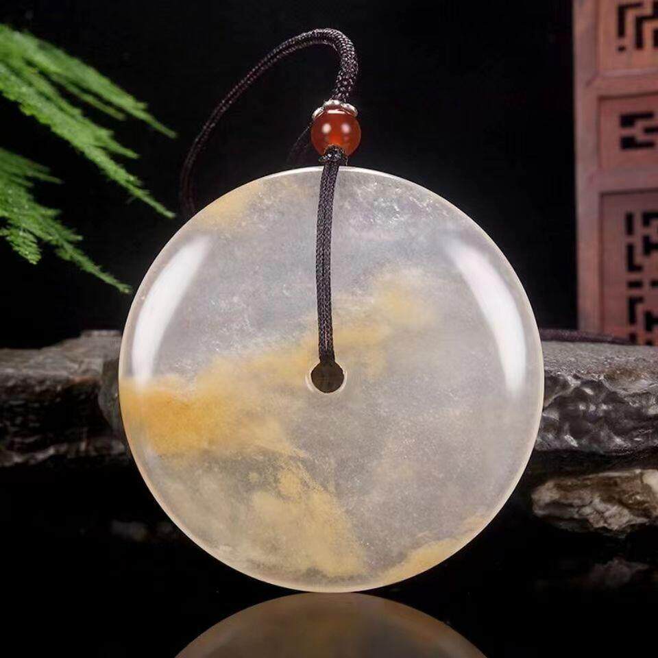 国风馆天然佘太翠紫罗兰色飘花mm平安扣吊坠福利送绳子玉石平安扣