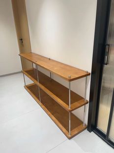 实木小红书同款 杆置物架客厅阳台多层收纳书架厨房家中古风书架