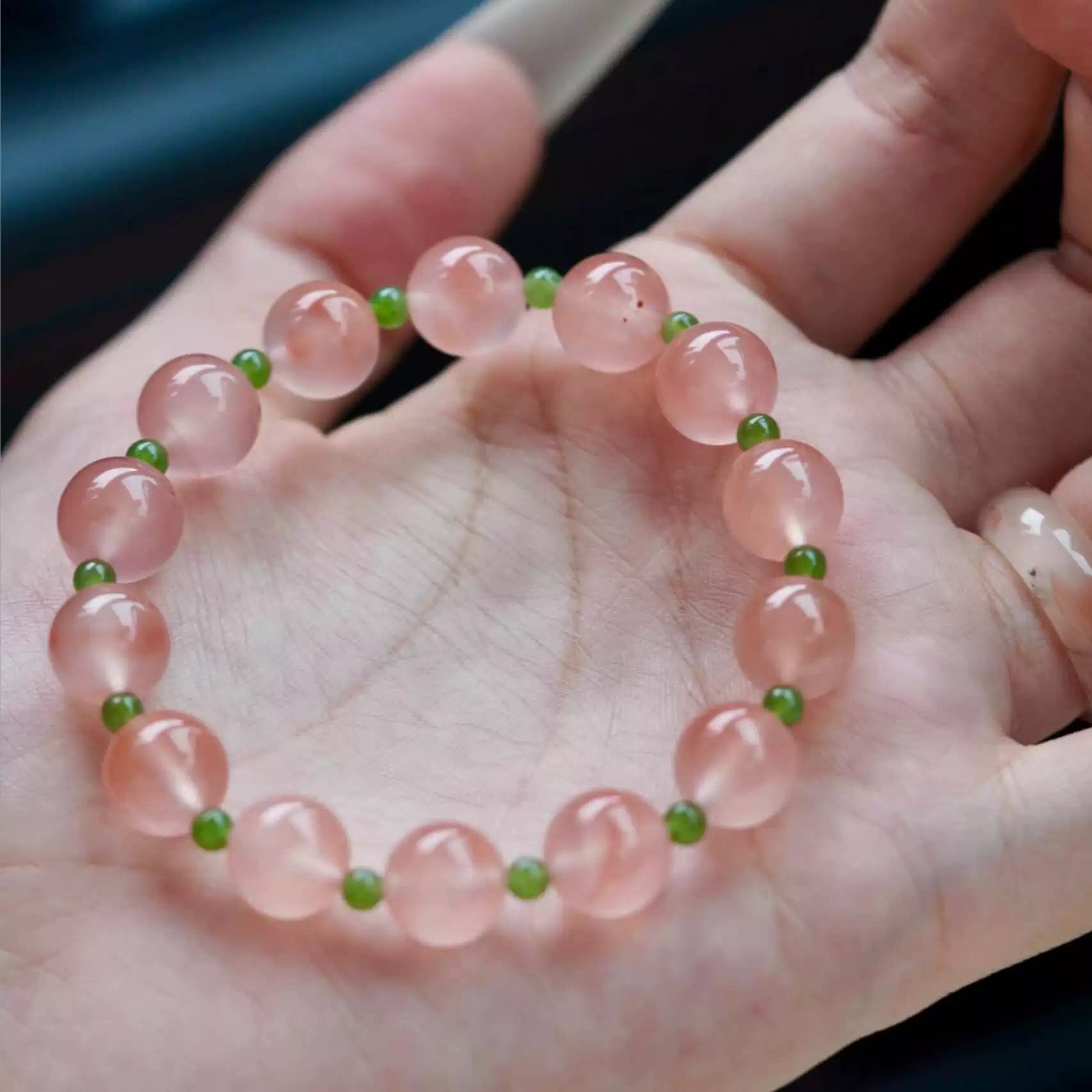 普陀山新中式天然冰飘南红玛瑙碧玉手串女手紫马粉水晶手链女手饰