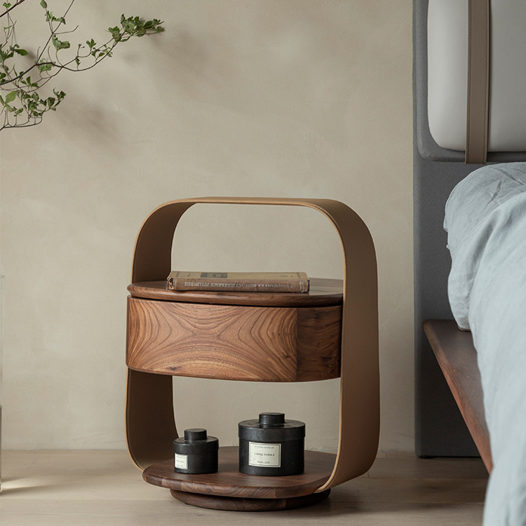 梵几-山脊线|月汐床边柜 现代个性实木床头柜卧室边柜卧室储物柜
