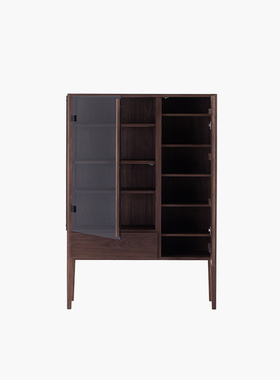 梵几|玻璃柜橱 现代实木酒柜餐边柜带灯手办展示柜客厅储物柜轻奢