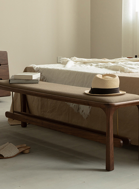 梵几钟锤凳实木入户换鞋凳床尾凳子门口家用化妆长板凳餐椅