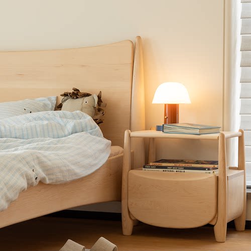 梵几-kids|百宝床头柜儿童实木床头柜男女童卧室收纳柜环保枫木柜