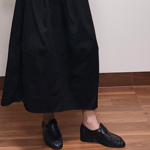 女2026新款 乐福鞋 小众设计手工鞋 女小皮鞋 超软 复古单鞋 凝脂黑