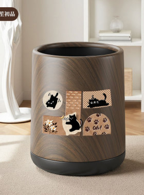 中古风双层垃圾桶家用客厅卧室卫生间创意高颜值大容量圆形纸篓