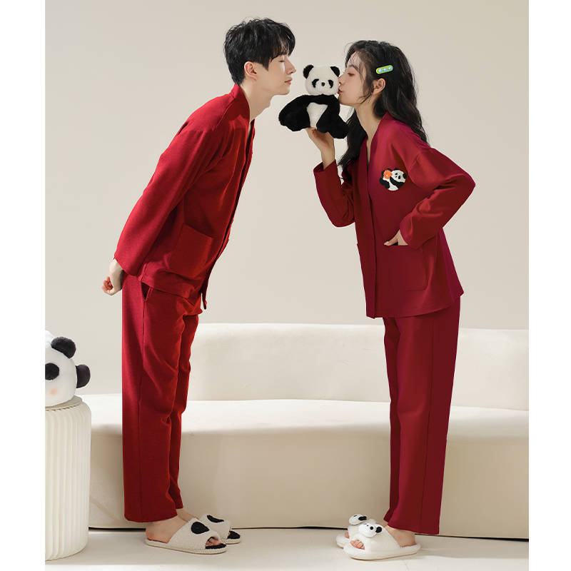 情侣睡衣女红色新婚秋冬季家居服
