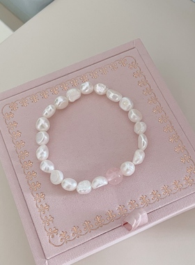 粉晶淡水珍珠手串气质甜美高级感时尚精致女款手链轻奢独特百搭女