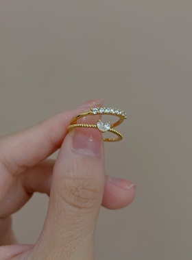 发芽轻奢小众爱心戒指韩国ins