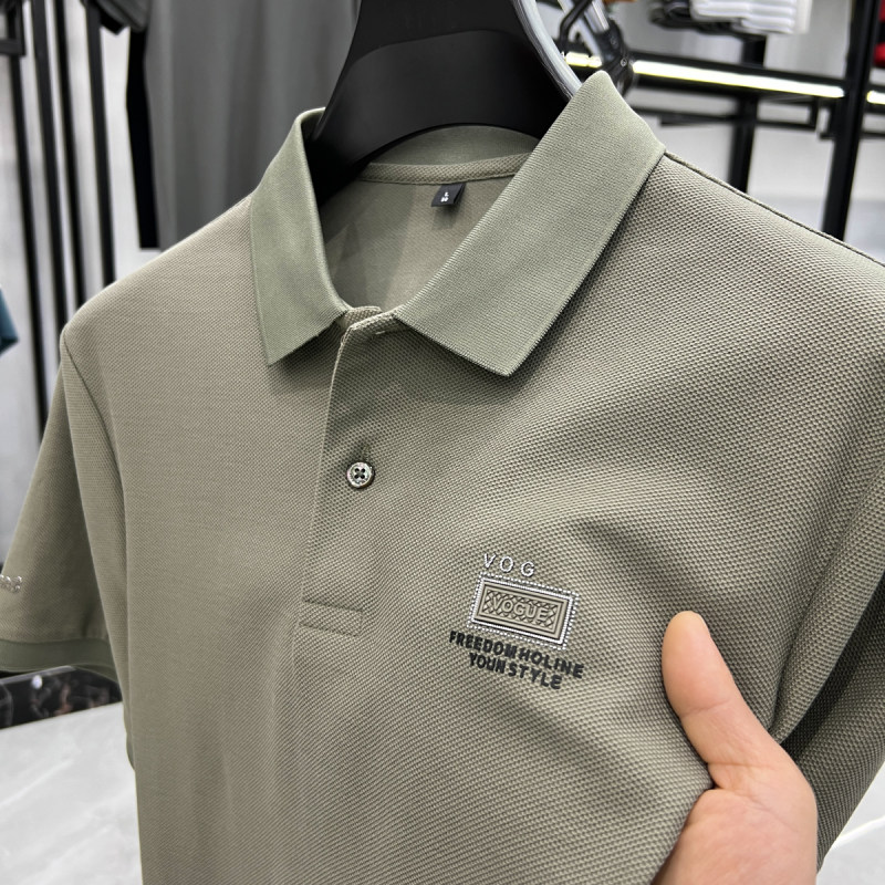 2025夏季POLO衫男士短袖T恤3D刺绣休闲翻领透气半袖男上衣潮