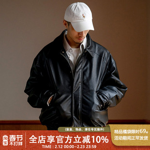 UrbanStandard日系PU皮棉衣夹克男秋冬新款宽松加绒加厚棉服外套