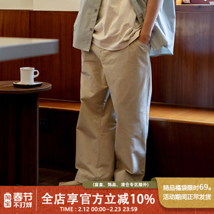 UrbanStandard日系棉质双打褶休闲裤男夏季宽松百搭直筒九分裤子