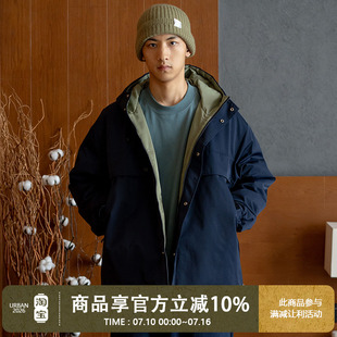 UrbanStandard日系户外连帽棉服男冬季宽松大口袋防水保暖厚外套