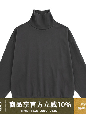 UrbanStandard日系重磅高领长袖T恤男秋季复古磨毛双面上衣305g