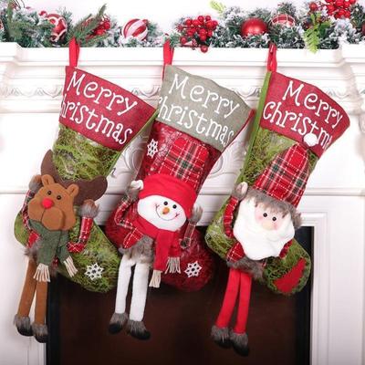 耶诞袜子礼物袋长腿麋鹿主题装饰物挂件儿童耶诞节礼品袋挂饰用!