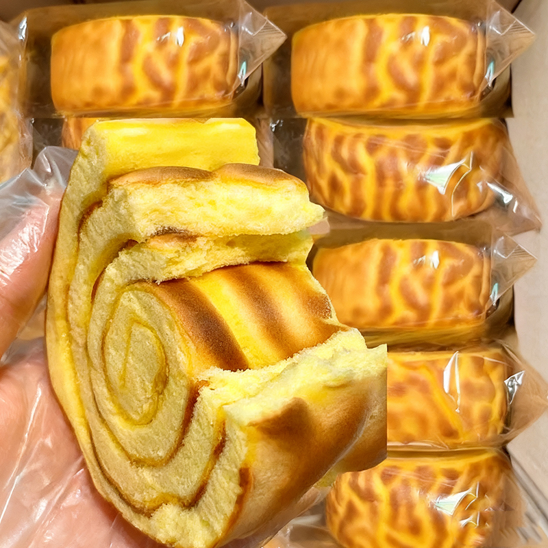 虎皮牛乳卷虎皮蛋糕瑞士卷夹心肉松面包整箱学生营养早餐休闲零食
