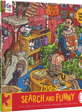 「现货」美国进口Ceaco拼图search and funny疯狂铲屎官晚餐750片