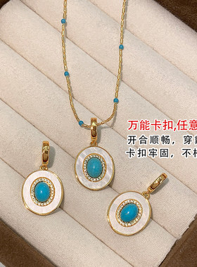 夏季法式绿松石新中式项链女叠戴