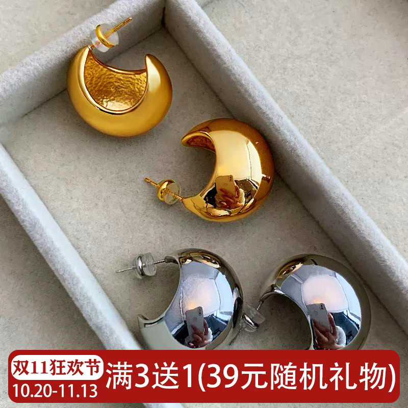 巨好看金属水滴耳环女纯银针小众大气爆款球球法式高级感耳钉耳饰