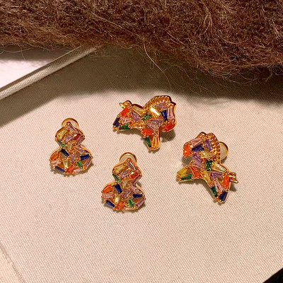 新年马年阳光彩虹小马耳钉女纯银