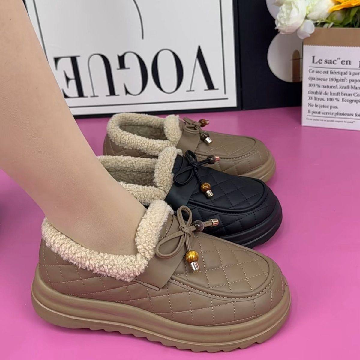 老北京布鞋冬季时尚休闲雪地靴女加绒保暖一脚蹬防滑厚底妈妈棉鞋,女鞋,时尚雪地靴,淘宝优惠券,粉丝福利购,淘宝优惠卷