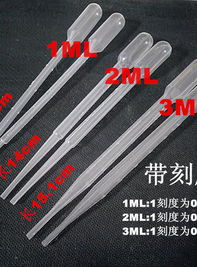 【1元6支装】常备 带刻度滴管 1ml2ml3ml各2支加厚塑料吸管