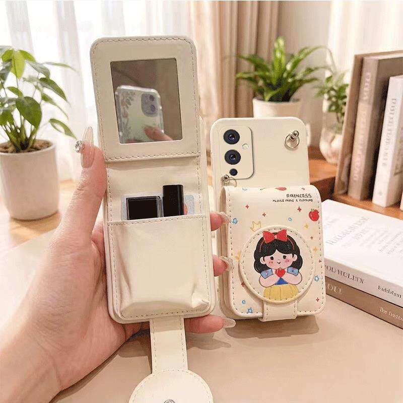 化妆零钱包适用一加9r手机壳9pro/9/8pro放口红8t卡包LE2100挂绳IN202o斜跨onePlus9女1+8p补妆镜子1+八T潮
