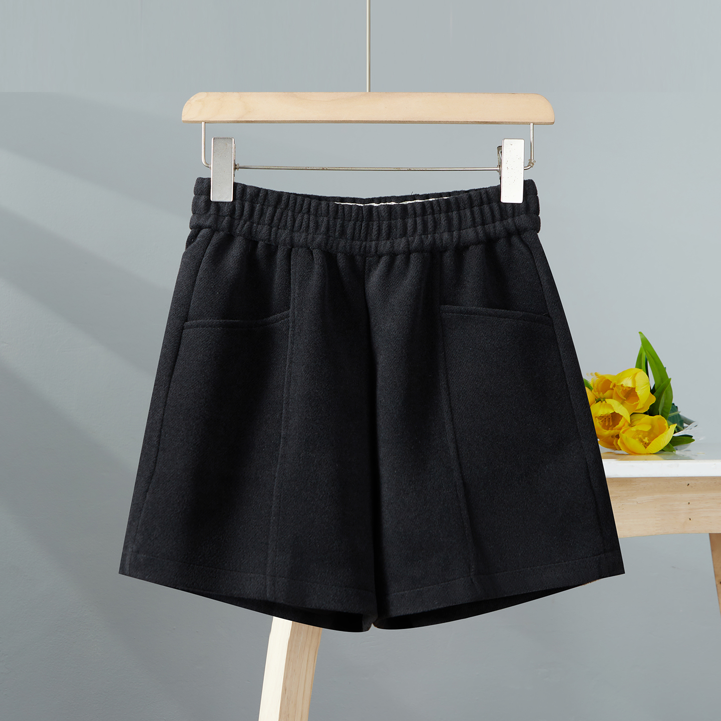 毛呢短裤女秋冬大口袋2025新款