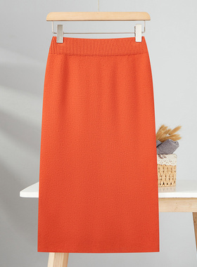 针织裙秋冬女小个子一步包臀裙高腰弹力修身显瘦白色半身裙高级感