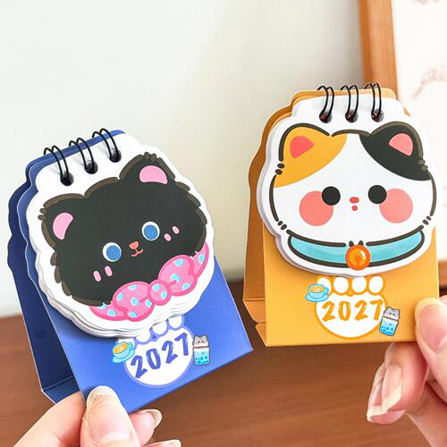 跨境可爱猫咪台历卡通异