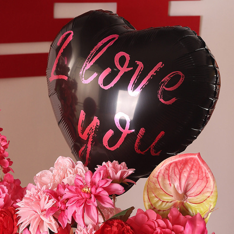 结婚仿真花艺订婚布置装饰玫红爱心气球布置婚房客厅摆设装饰套餐