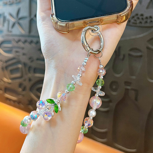 轻奢风合金樱桃串珠手机