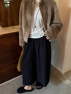 私服力推～100%羊毛百搭时髦松紧腰厚实八分休闲羊毛裤 LDOO SHOP