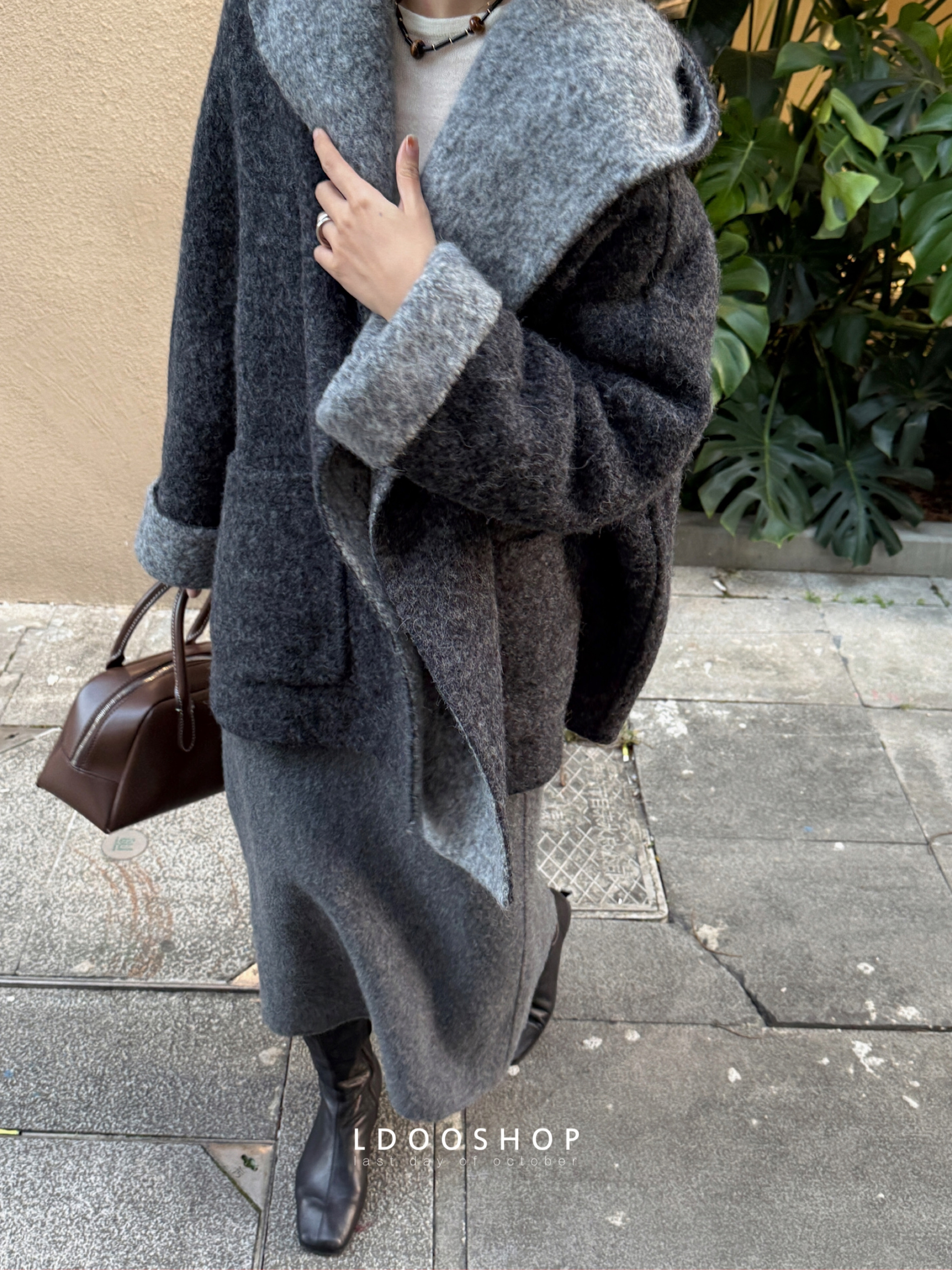 短贝贝羊驼连帽大衣澳羊毛极简