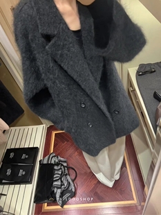 双排扣毛绒感宽松大衣外套 羊绒拉毛10%羊绒90%澳毛经典 LDOO SHOP