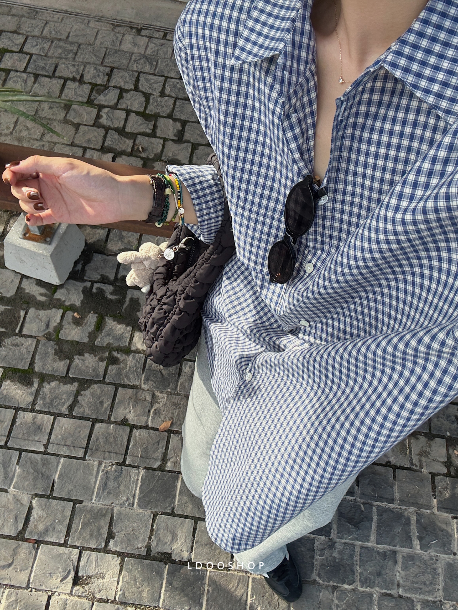 色织格纹百搭休闲廓形长袖衬衫