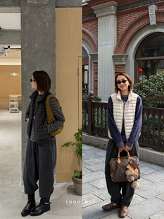 LDOO 日本东丽超细纤轻量面料90白鹅绒直充绗缝排骨羽绒马甲 SHOP