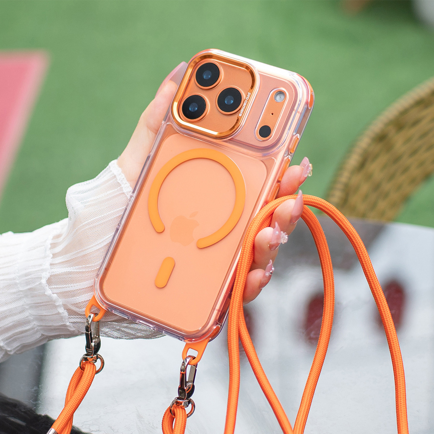 苹果百变手机壳适用17promax手机壳新款斜挎带挂绳iPhone16pro高端12轻奢14挂脖吊绳11透明磁吸15防摔13por套