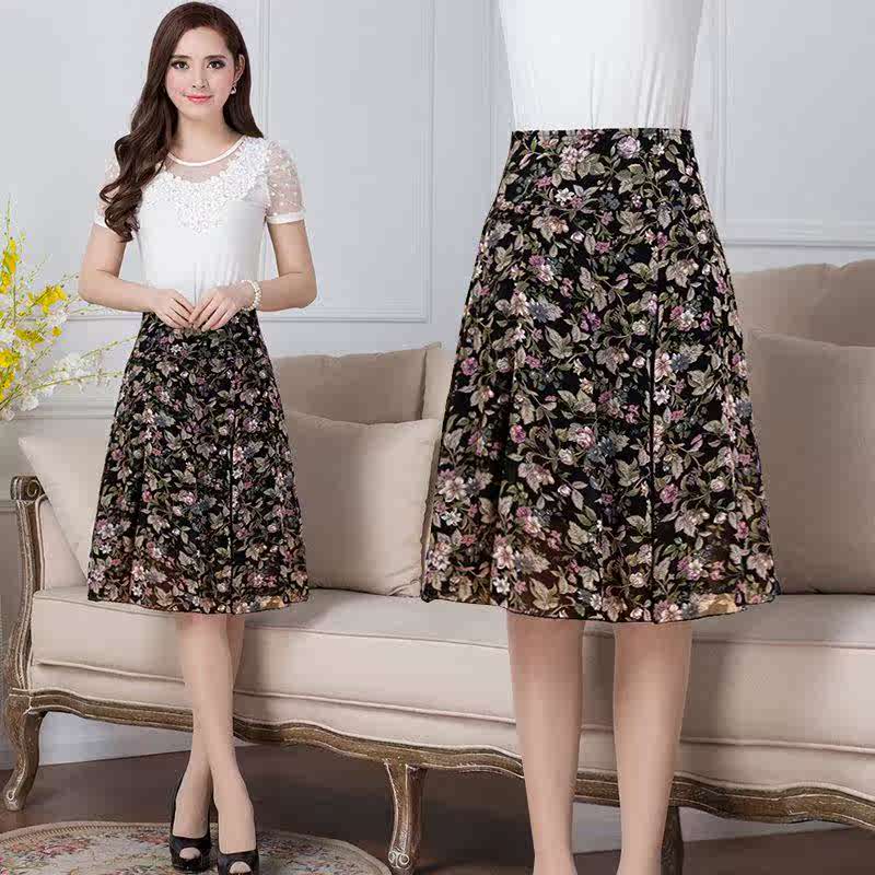 夏季女装A字裙高腰中长款半身裙女短裙妈妈百褶小碎花裙子雪纺裙|msdalam kategori Butik wanita / wanita, skirt - dari Buy2taobao.com untuk memberikan perkhidmatan ejen Taobao profesional membeli