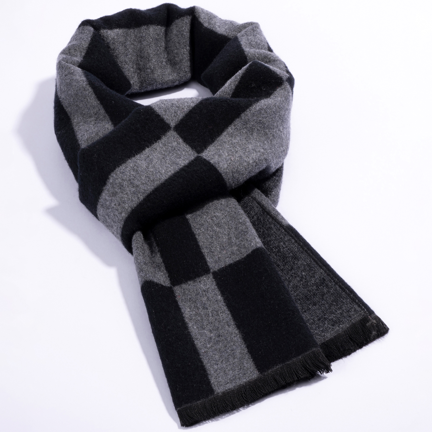 羊毛秋冬百搭格子拼色男士围巾冬款时尚围脖加厚保暖秋冬季中老年