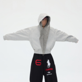 25FW 猛犸 600克分割解构高级灰连帽开衫 ASTT 重磅机车短款 卫衣