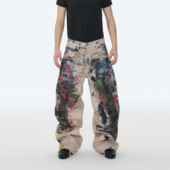 25AW 3D数码 打印涂鸦泼墨做旧宽松直筒1981版 ASTT 型通勤长裤