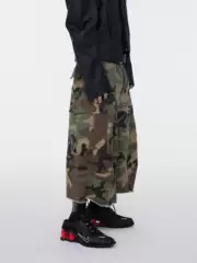 Astt 25 New Summer Style M65 Silhouette Patchwork Cargo Camouflage Multi-Pocket Workwear Three-Quarter Over-The-Knee Shorts