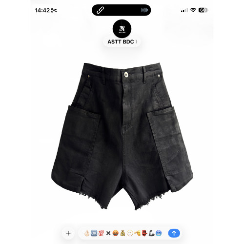 ASTT暗黑刷蜡涂层牛仔短裤五分裤