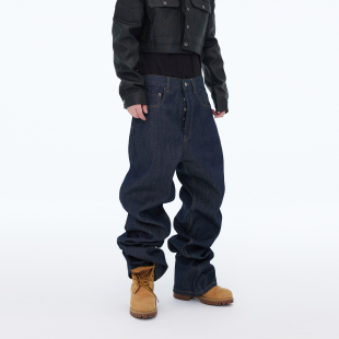 青光蓝靛原牛宽松直筒日常通勤原色无工艺竹节牛仔裤 ASTT 25FW