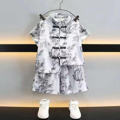 中式夏季男童夏装短袖两