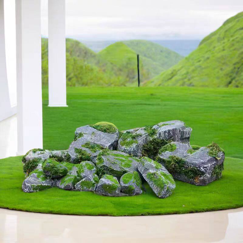 定制仿真高密度泡沫假石头摄影雕塑舞台演出假石头道具青苔石头块